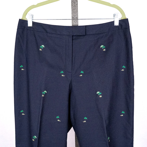 Brooks Brothers Women's Crop Cotton Dress Pants SZ 14 Embroidered Tropical Beach - Picture 2 of 6